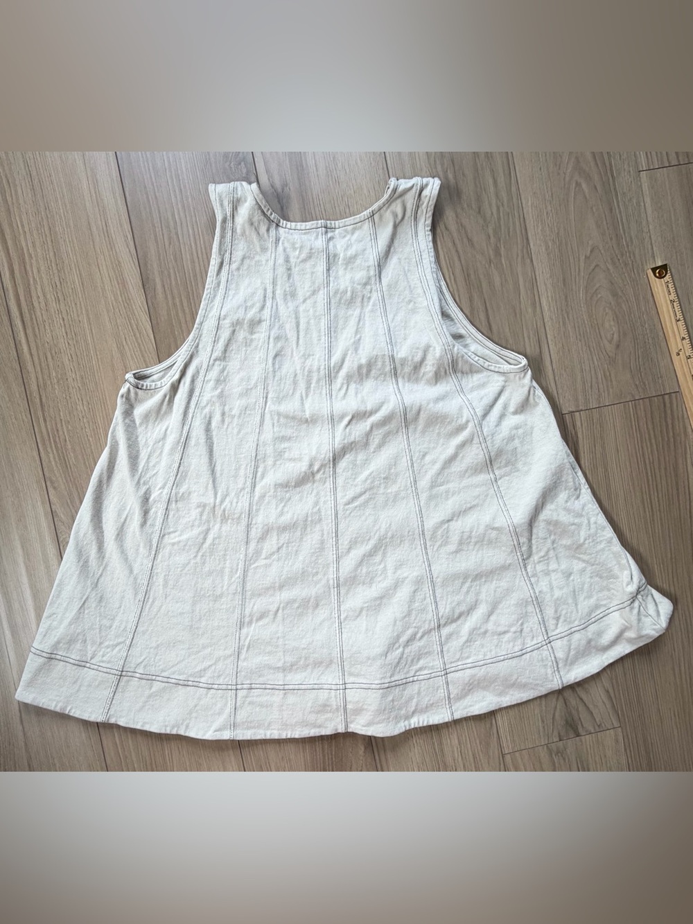 Free People Beach Strada Cream Cotton Sleeveless Flared Tunic Vertical Stripe M - Picture 2 of 7